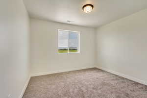 PHOTOS FROM SIMILAR HOME. OPTIONS AND FINISHES WILL VARY. Bedroom 4 featuring visible vents, baseboards, and carpet
