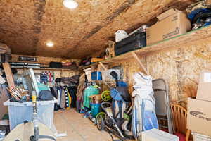 View of storage room above garage