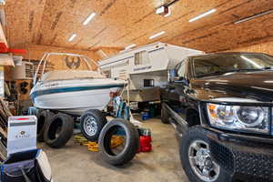 Garage featuring a garage door opener