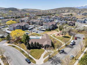 Aerial view featuring a residential view and a mountain view
