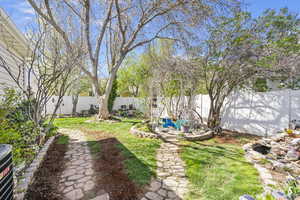 View of yard featuring a fenced backyard