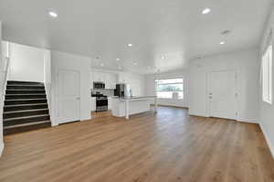 Large living room, open to the kitchen and dining room.