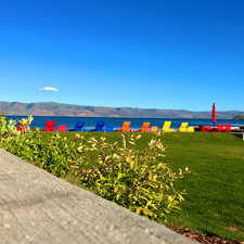 Water view with a mountain view