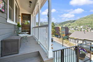 Balcony with a mountain view