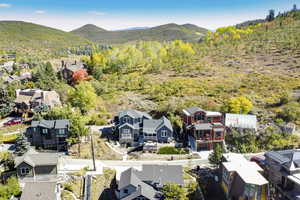 Drone / aerial view with a mountain view and a residential view