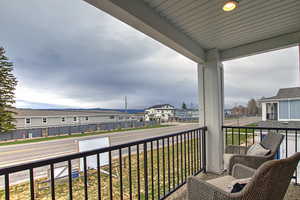 Balcony featuring a residential view