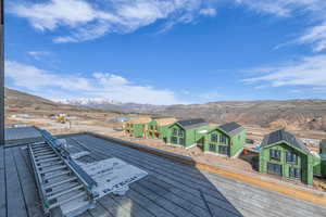 Deck featuring a mountain view