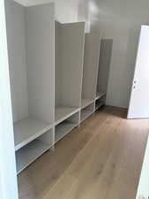 Mudroom with wood finished floors