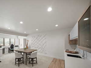 Family room adjoining wet bar