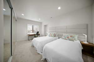 Bedroom with built in head board