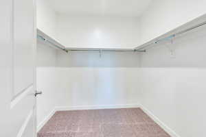 Spacious closet with carpet