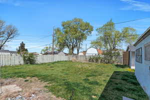 View of yard featuring a fenced backyard