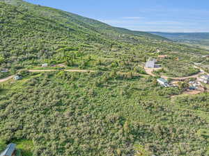 Aerial view featuring a mountain view