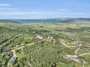 Bird's eye view featuring a rural view and a mountain view
