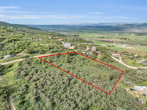 Drone / aerial view featuring a mountain view