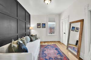 Living area with light hardwood floors