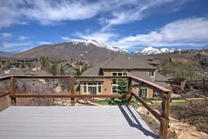 Wooden terrace with a mountain view