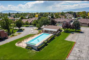 Aerial view of pool and clubhouse