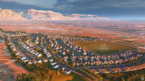 Birds eye view of property with a mountain view and a residential view
