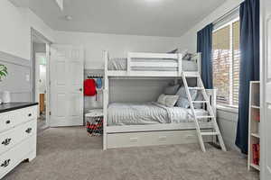 Bedroom featuring carpet