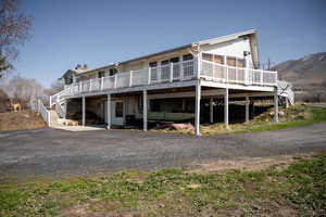 Home has a wrap deck.
