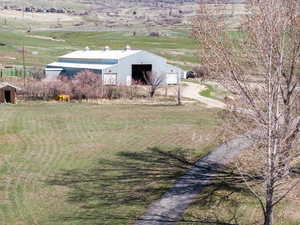 View of barn from deck