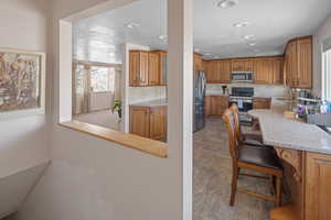 Cutout over stairs to living room and into kitchen