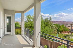 Balcony with a mountain view