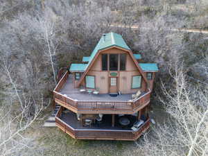 Front view of house with decks