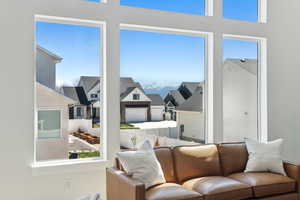Living room with a residential view