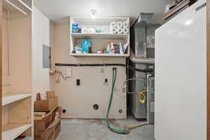 Laundry room featuring electric panel