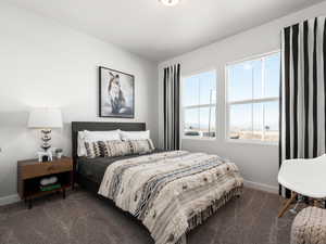 Bedroom with baseboards and carpet flooring