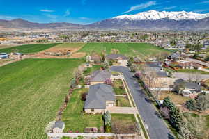 Birds eye view of property featuring a mountain view and a residential view
