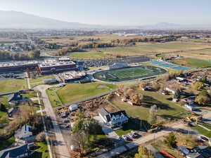 West Drone / aerial view with a mountain view