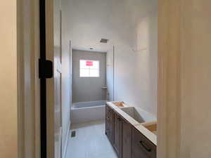 Full bathroom with vanity and full bath