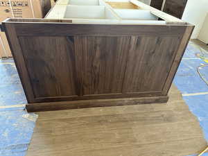 Showing finished color of flooring and cabinets