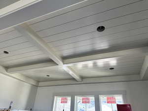 Details featuring wooden and beam ceiling