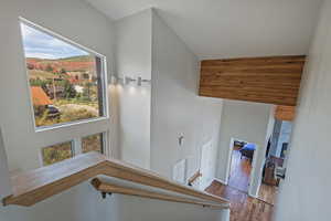 Stairway with a healthy amount of sunlight and views