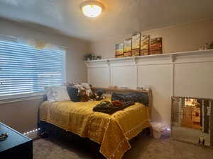 Bedroom featuring carpet