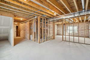 Basement featuring electric panel