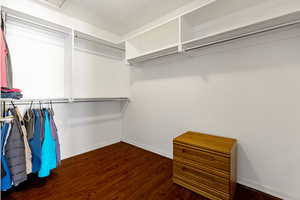 Spacious walk in closet located in primary bedroom