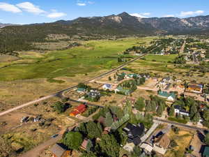Drone / aerial view with a mountain view