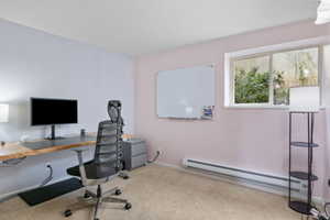 Large windows brighten office or bedroom. *Whiteboard excluded.