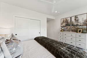 Bedroom featuring a closet and baseboards