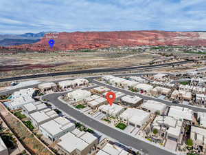 Aerial view with a residential view and a mountain view