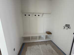 Mudroom featuring baseboards