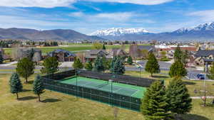 Drone / aerial view featuring a mountain view and a residential view