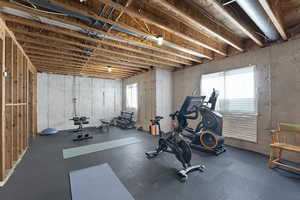 Workout area featuring a wealth of natural light