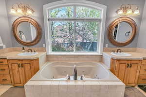 Bathroom with a sink and a healthy amount of sunlight