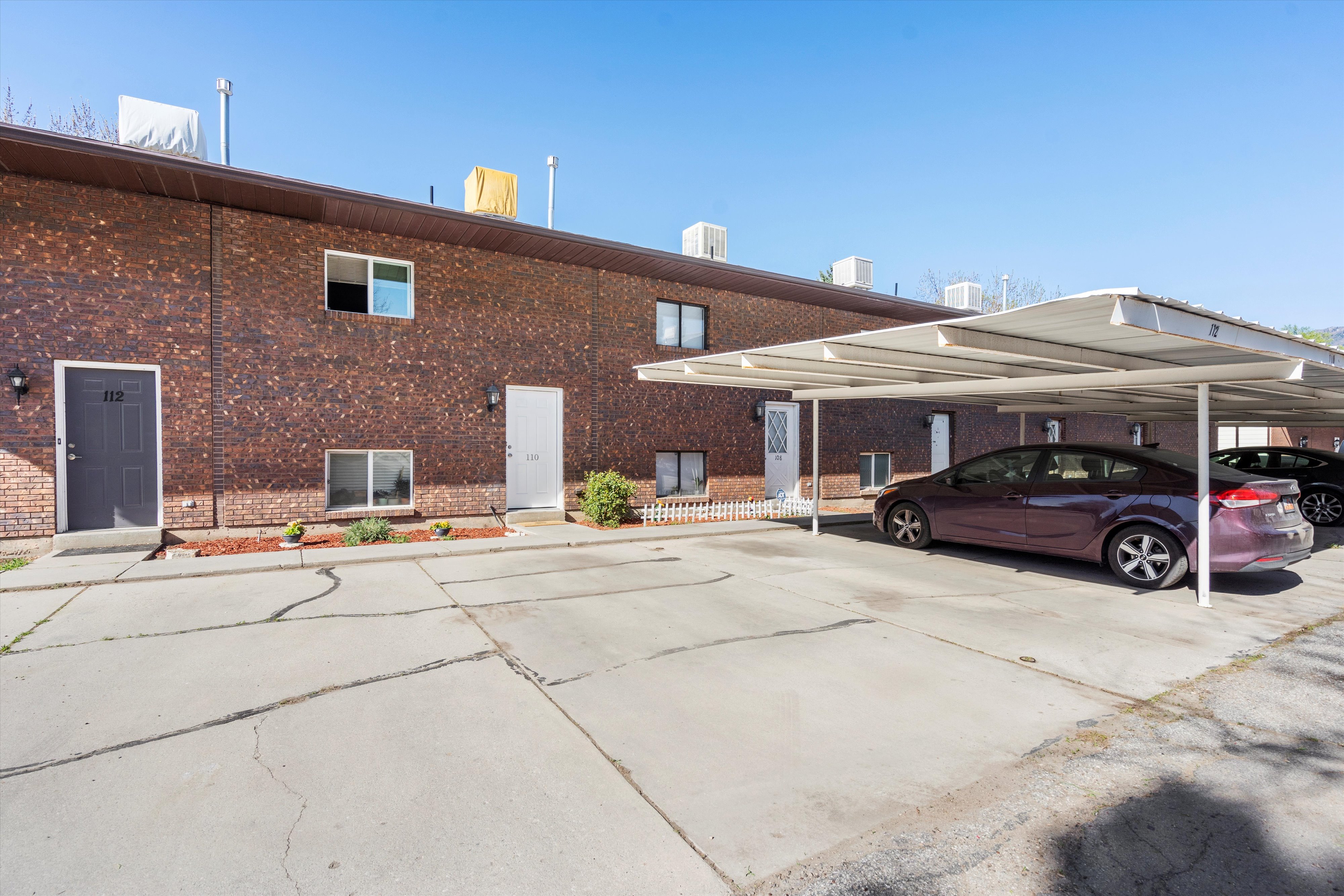 View of covered parking lot